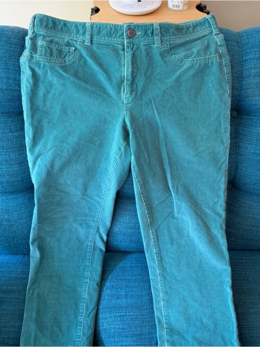Pilcro and the Letterpress Teal Straight-Leg Corduroy Jeans